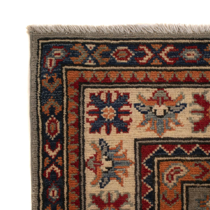 Gray Afghan Kazak Rug 4' 11" x 5' 11" Hand-Knotted | No. AL69000
