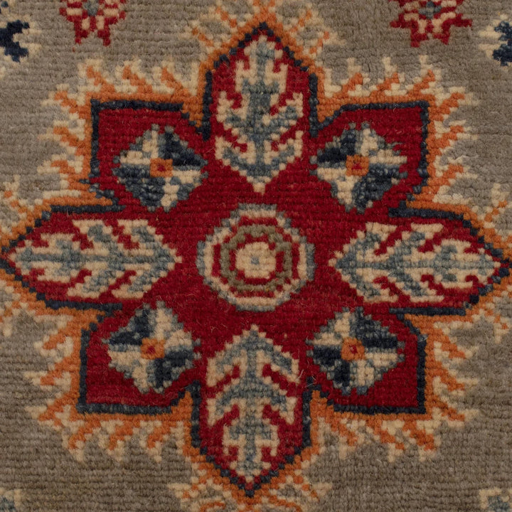 Gray Afghan Kazak Rug 4' 11" x 5' 11" Hand-Knotted | No. AL69000