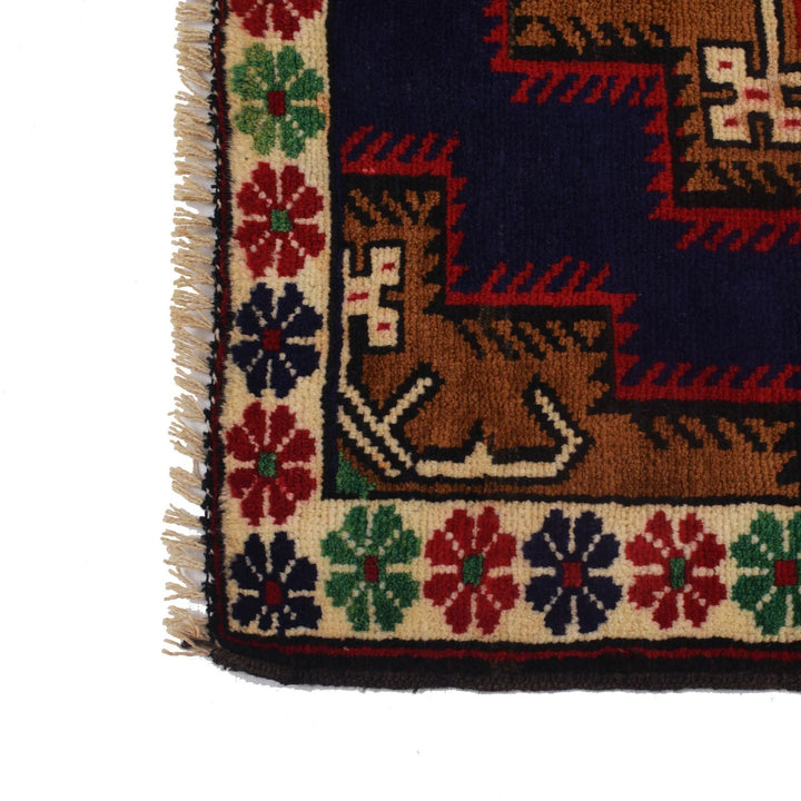 Blue Afghan Baluchi Rug 3' 1" x 4' 8" Hand-Knotted | No. AL69003