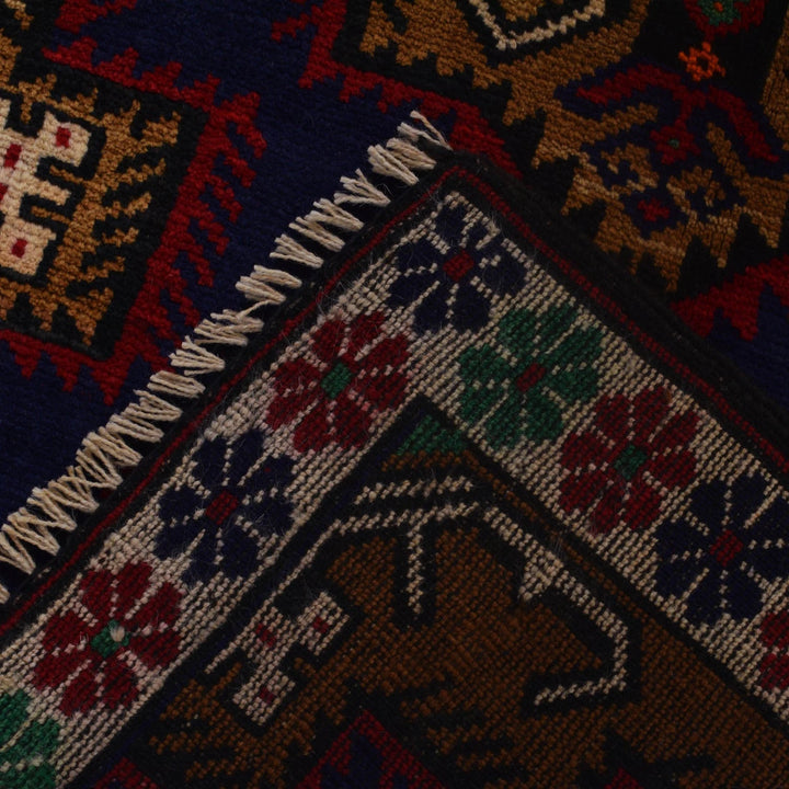 Blue Afghan Baluchi Rug 3' 1" x 4' 8" Hand-Knotted | No. AL69003