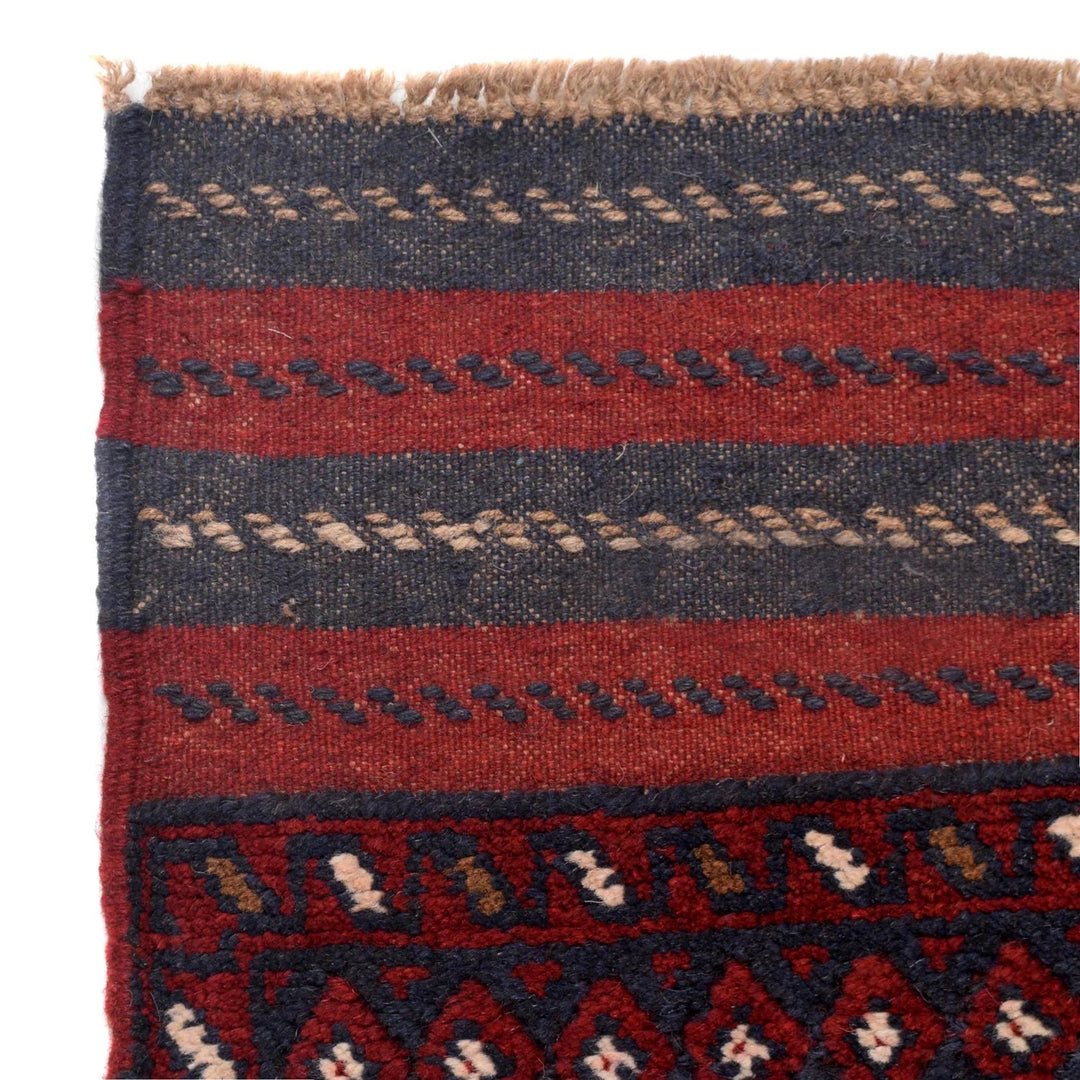 Red Afghan Mashwani Rug 2' 4" x 10' 9" Hand-Knotted | No. AL69028