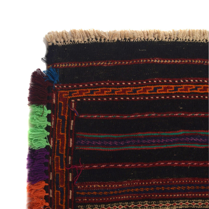 Multicolor Afghan Laghari Rug 4' 8" x 7' 1" Flat-Weave | No. AL690656