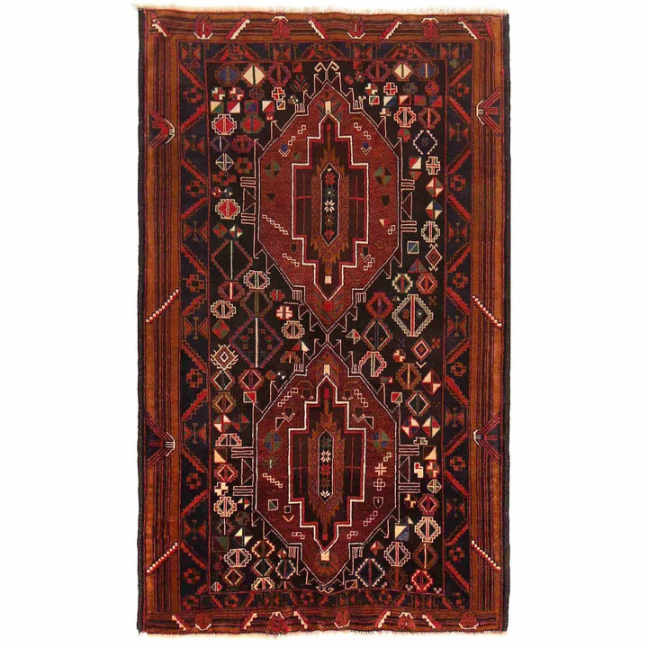Afghan Baluchi Rug 3' 6" x 6' 1" Hand-Knotted | No. AL69073