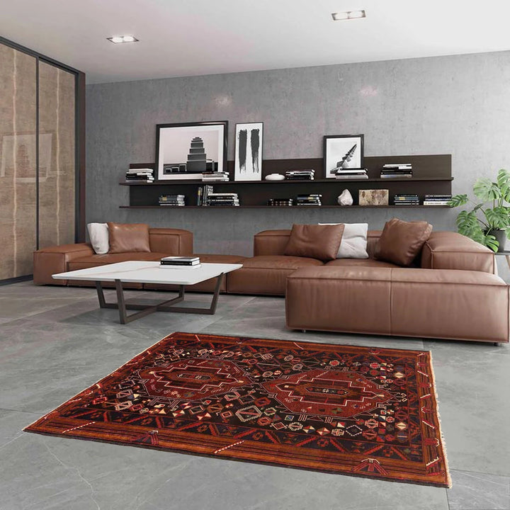 Afghan Baluchi Rug 3' 6" x 6' 1" Hand-Knotted | No. AL69073