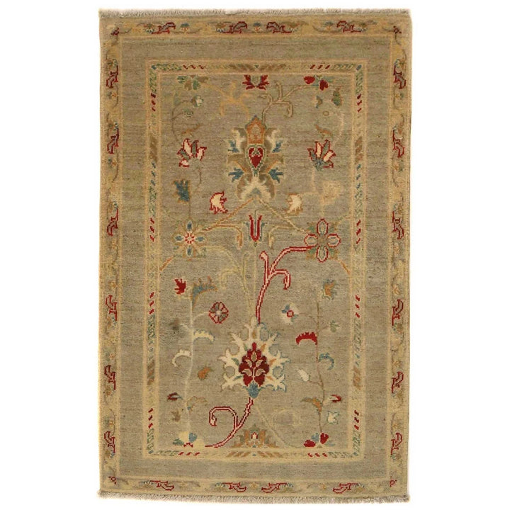 Grey Afghan Kazak Rug 2'7" x 4'2" Hand-Knotted | No. AL69112