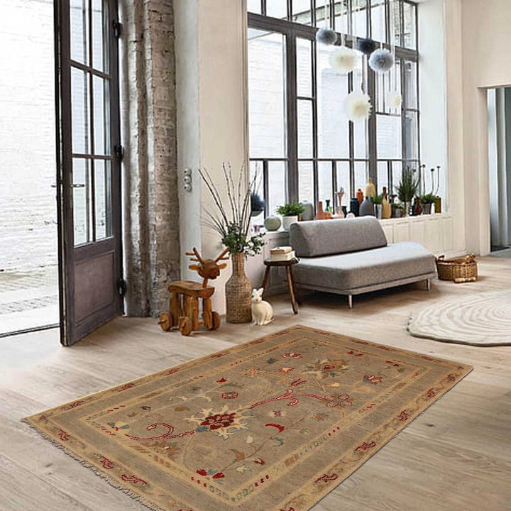 Grey Afghan Kazak Rug 2'7" x 4'2" Hand-Knotted | No. AL69112