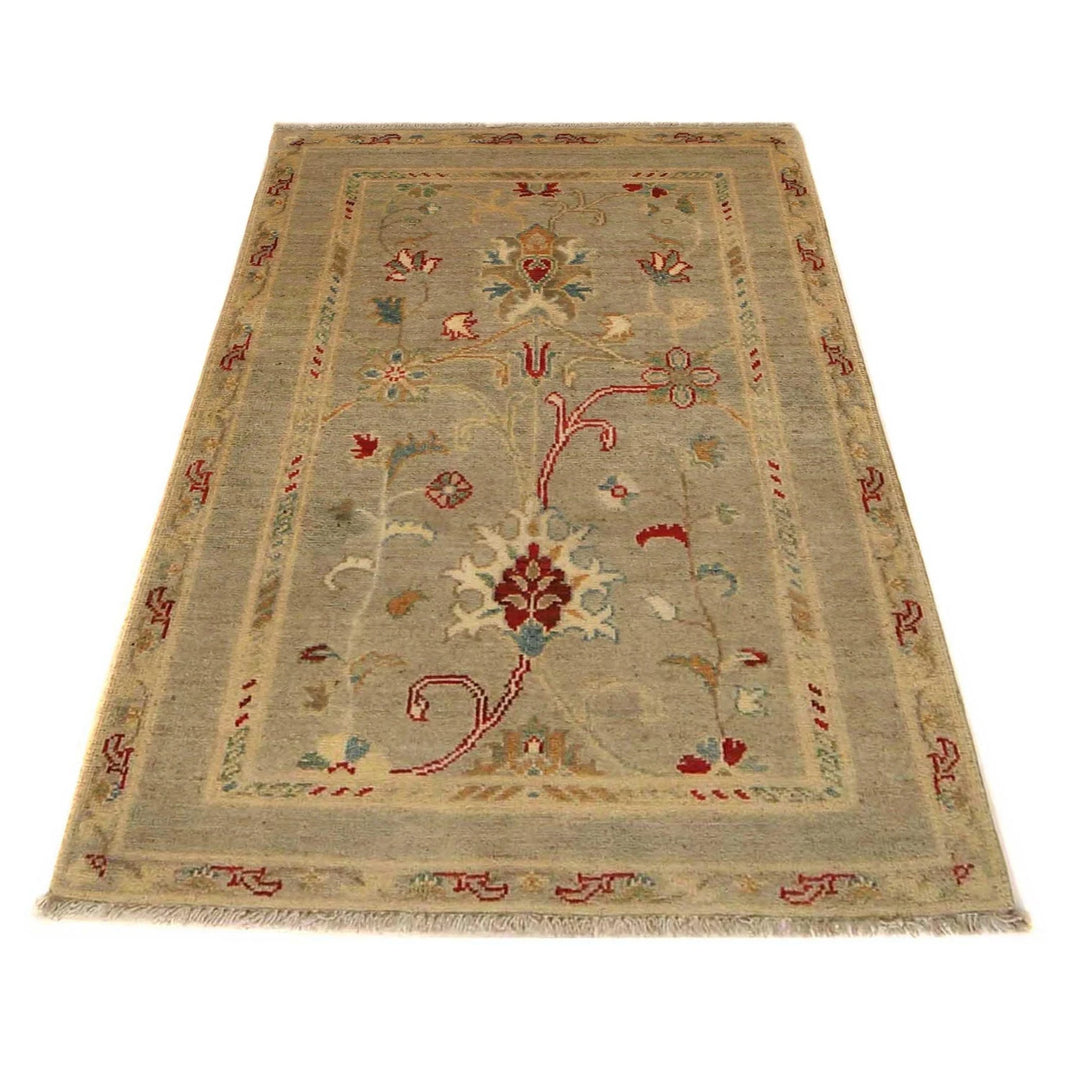 Grey Afghan Kazak Rug 2'7" x 4'2" Hand-Knotted | No. AL69112