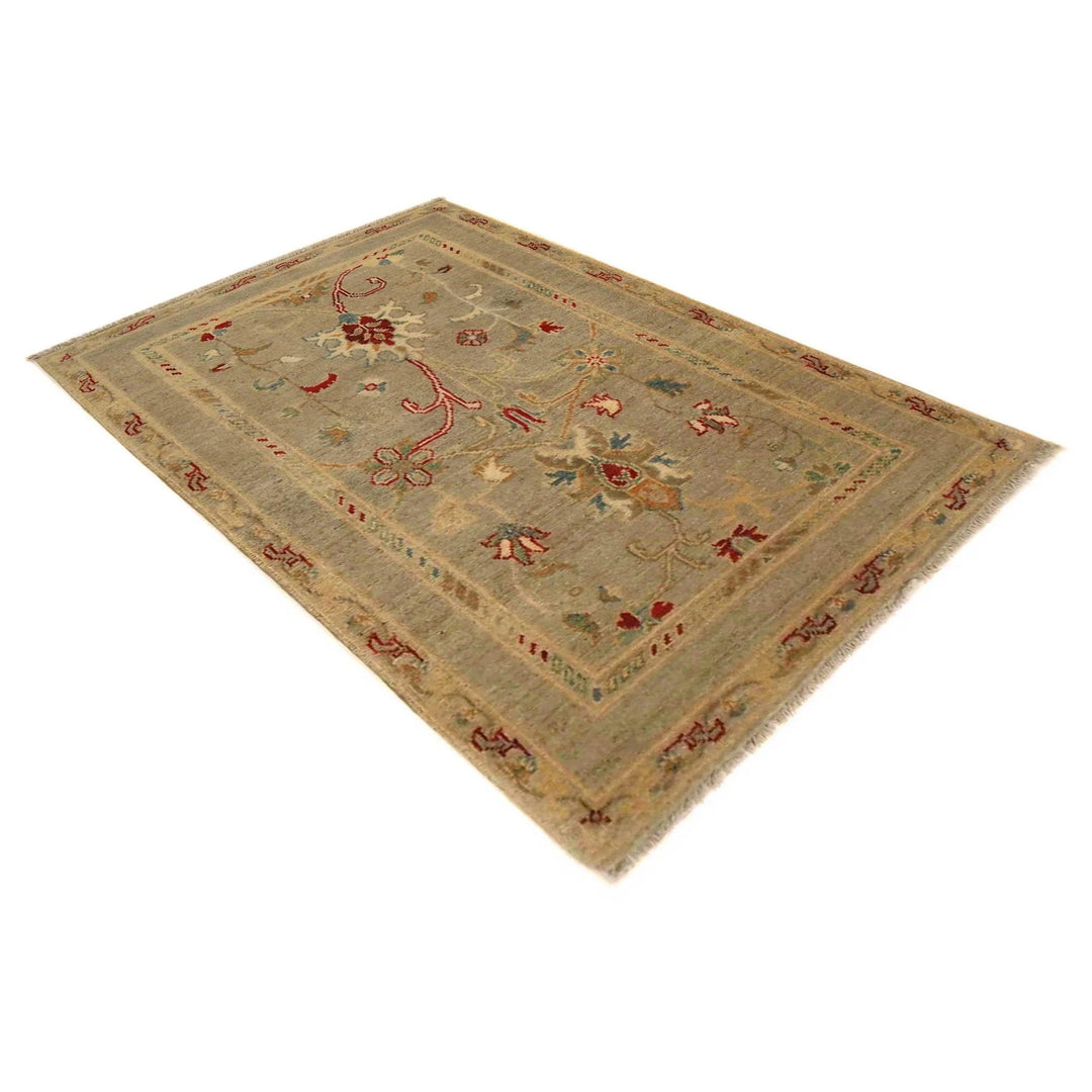 Grey Afghan Kazak Rug 2'7" x 4'2" Hand-Knotted | No. AL69112