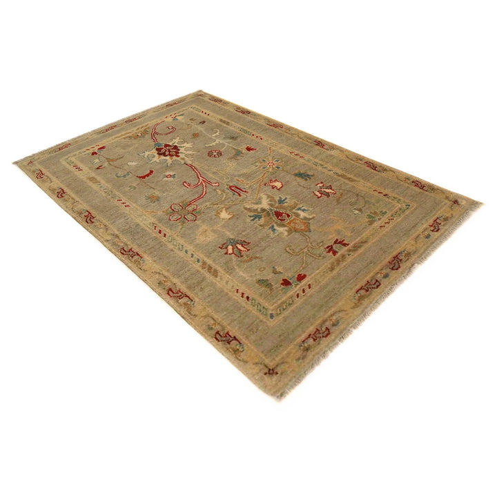 Grey Afghan Kazak Rug 2'7" x 4'2" Hand-Knotted | No. AL69112