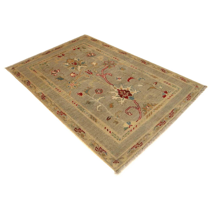 Grey Afghan Kazak Rug 2'7" x 4'2" Hand-Knotted | No. AL69112
