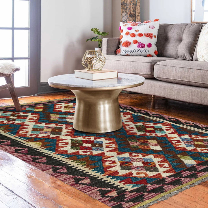 Afghan Vegetable Kilim Rug 2' 8" x 4' 1" Flat-Weave | No. AL69137