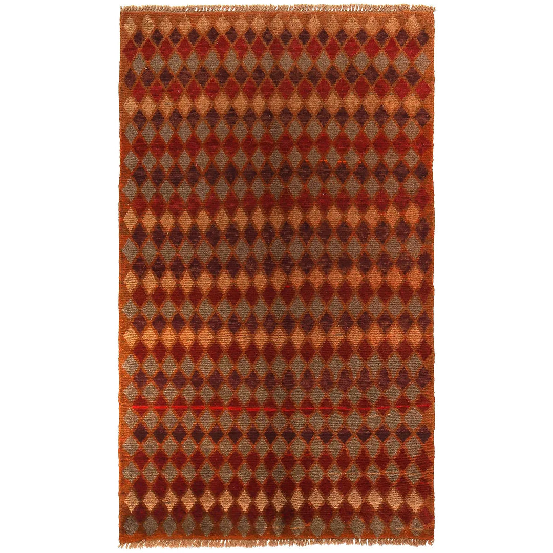 Orange Afghan Baluchi Rug 3' 7" x 6' 2" Hand-Knotted | No. AL69207