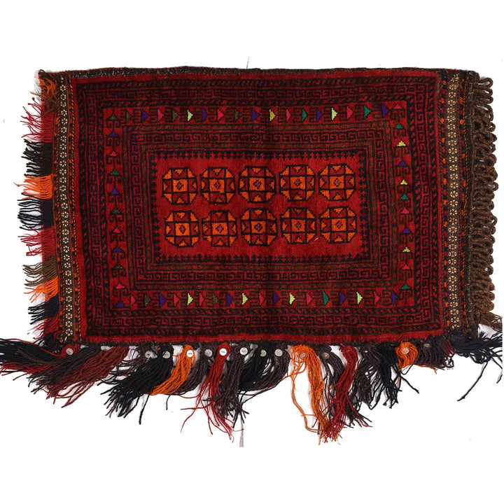 Red Afghan Balisht Rug 2' " x 3' 2" Hand-Knotted | No. AL69209