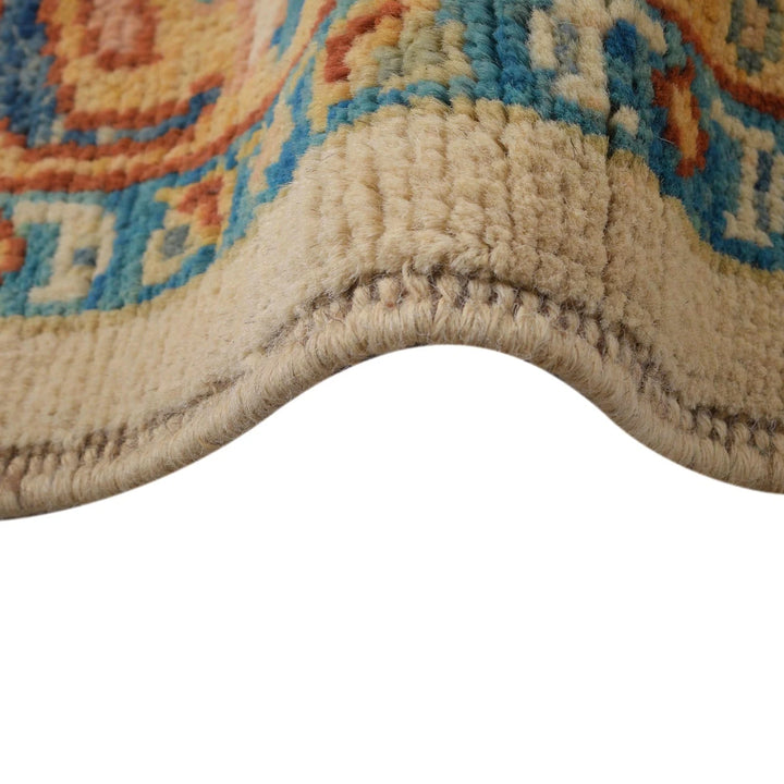 White Afghan Heriz Rug 6' 7" x 9' 8" Hand-Knotted | No. AL69222