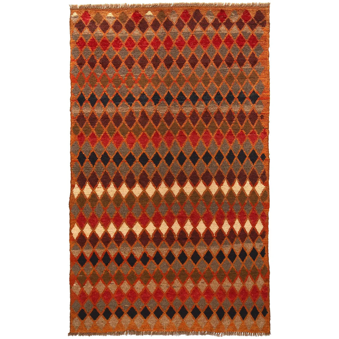 Orange Afghan Baluchi Rug 3' 9" x 6' 1" Hand-Knotted | No. AL69312
