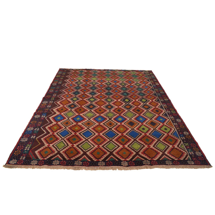 Afghan Kohistani Geometric Rug 6' 3" x 7' 10" Hand-Knotted | No. AL69317