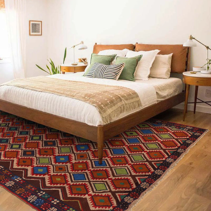 Afghan Kohistani Geometric Rug 6' 3" x 7' 10" Hand-Knotted | No. AL69317