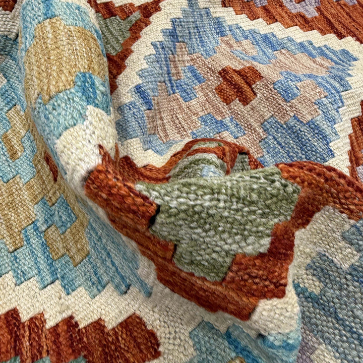 Multicolor Afghan Vegetable Kilim Rug 6' 1" x 7' 11" Flat-Weave | No. AL69332