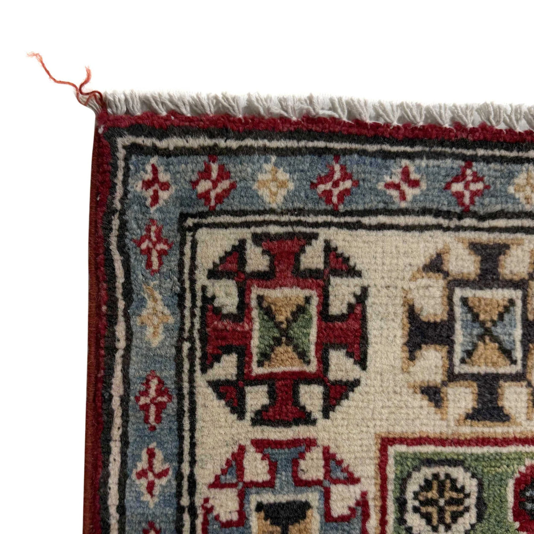 Red Afghan Kazak Rug 2' 8" x 9' 10" Hand-Knotted | No. AL69372