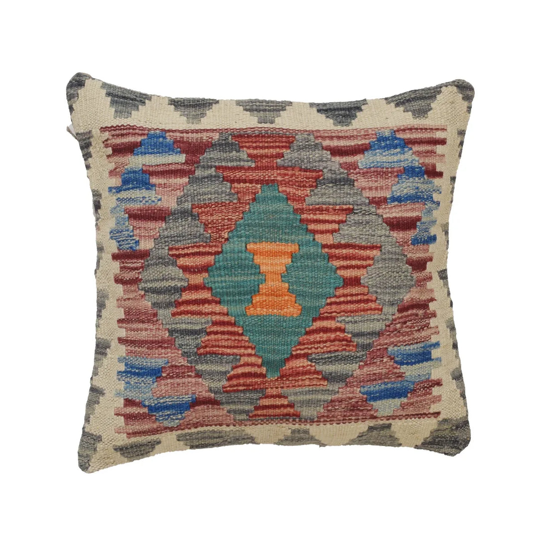 Afghan Kelim Cushion 1' 5" x 1' 5" Flat-Weave | No. AL69457