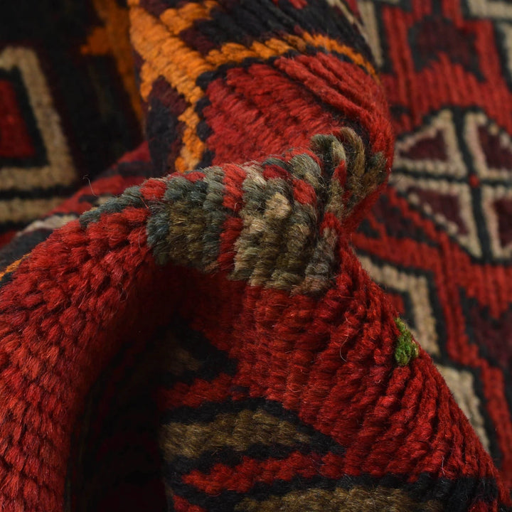 Red Afghan Baluchi Rug 3' 5" x 6' 4" Hand-Knotted | No. AL69588