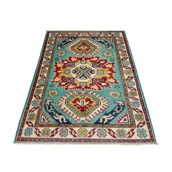 Blue Afghan Kazak Rug 2' 8" x 4' 0" Hand-Knotted | No. AL69783