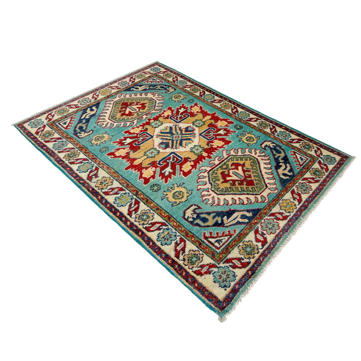 Blue Afghan Kazak Rug 2' 8" x 4' 0" Hand-Knotted | No. AL69783