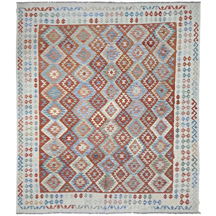 Afghan Vegetable Kilim Rug 8' 0" x 11' 1" Flat-Weave | No. AL697891