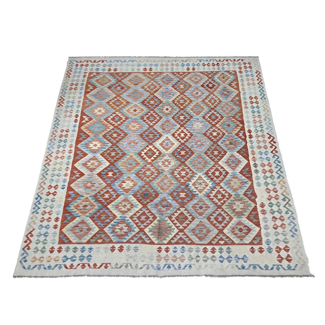 Afghan Vegetable Kilim Rug 8' 0" x 11' 1" Flat-Weave | No. AL697891