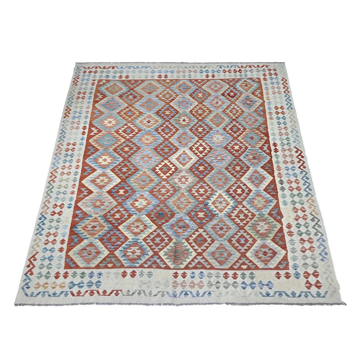 Afghan Vegetable Kilim Rug 8' 0" x 11' 1" Flat-Weave | No. AL697891