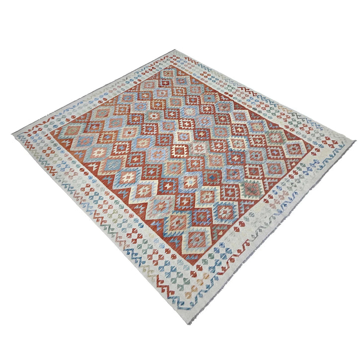 Afghan Vegetable Kilim Rug 8' 0" x 11' 1" Flat-Weave | No. AL697891