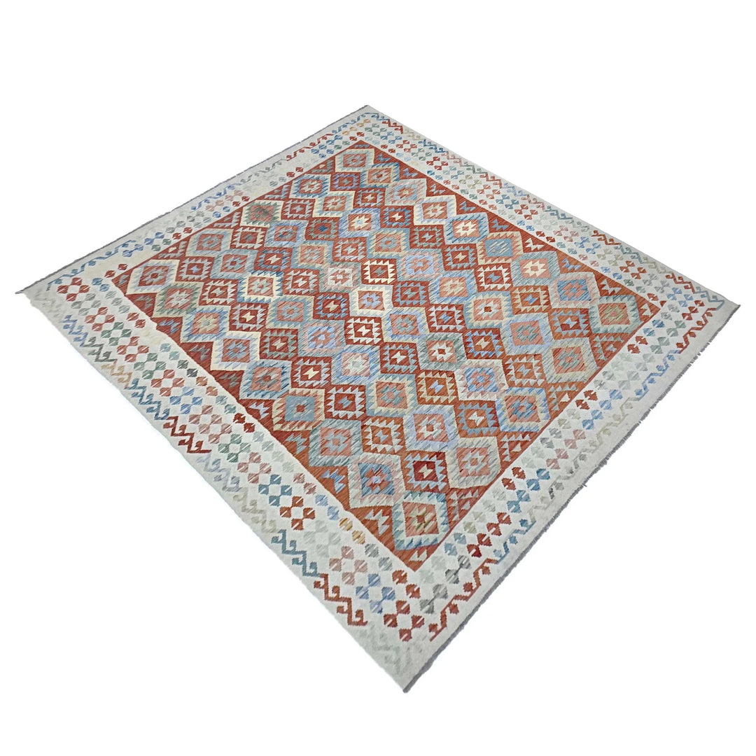 Afghan Vegetable Kilim Rug 8' 0" x 11' 1" Flat-Weave | No. AL697891