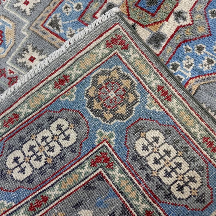 Gray Afghan Kazak Rug 3' 11" x 5' 11" Hand-Knotted | No. AL69793