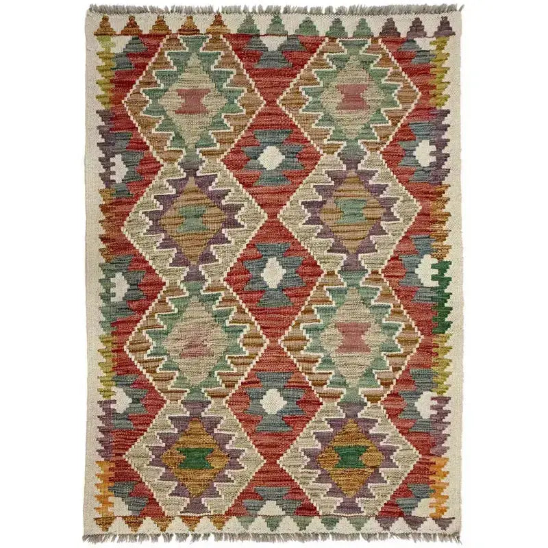 Afghan Vegetable Kilim Rug 2' 10" x 4' 4" Flat-Weave | No. AL698079