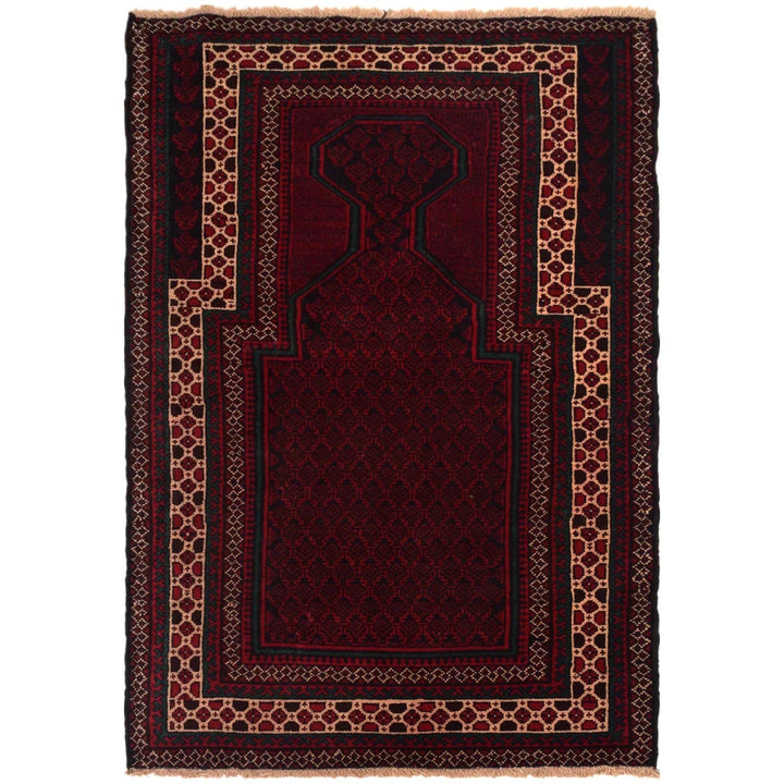 Red Afghan Prayer Rug 2' 11" x 4' 7" Hand-Knotted | No. AL69890
