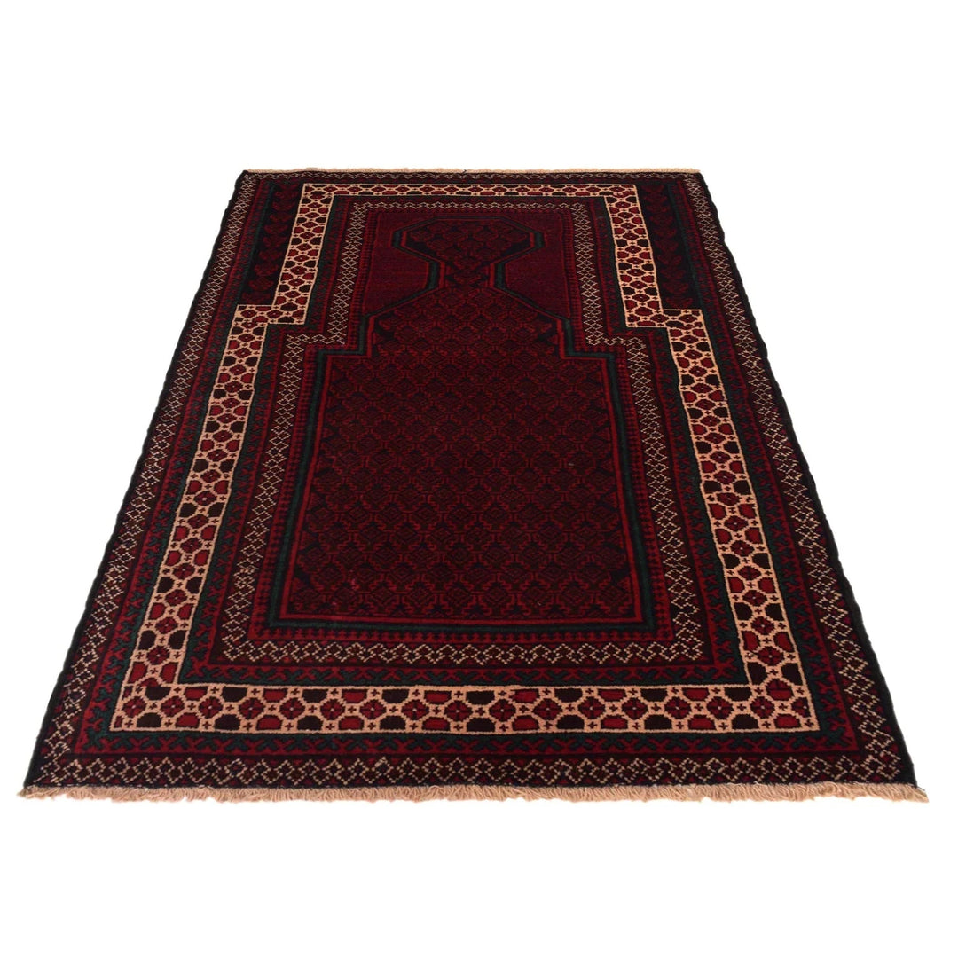 Red Afghan Prayer Rug 2' 11" x 4' 7" Hand-Knotted | No. AL69890