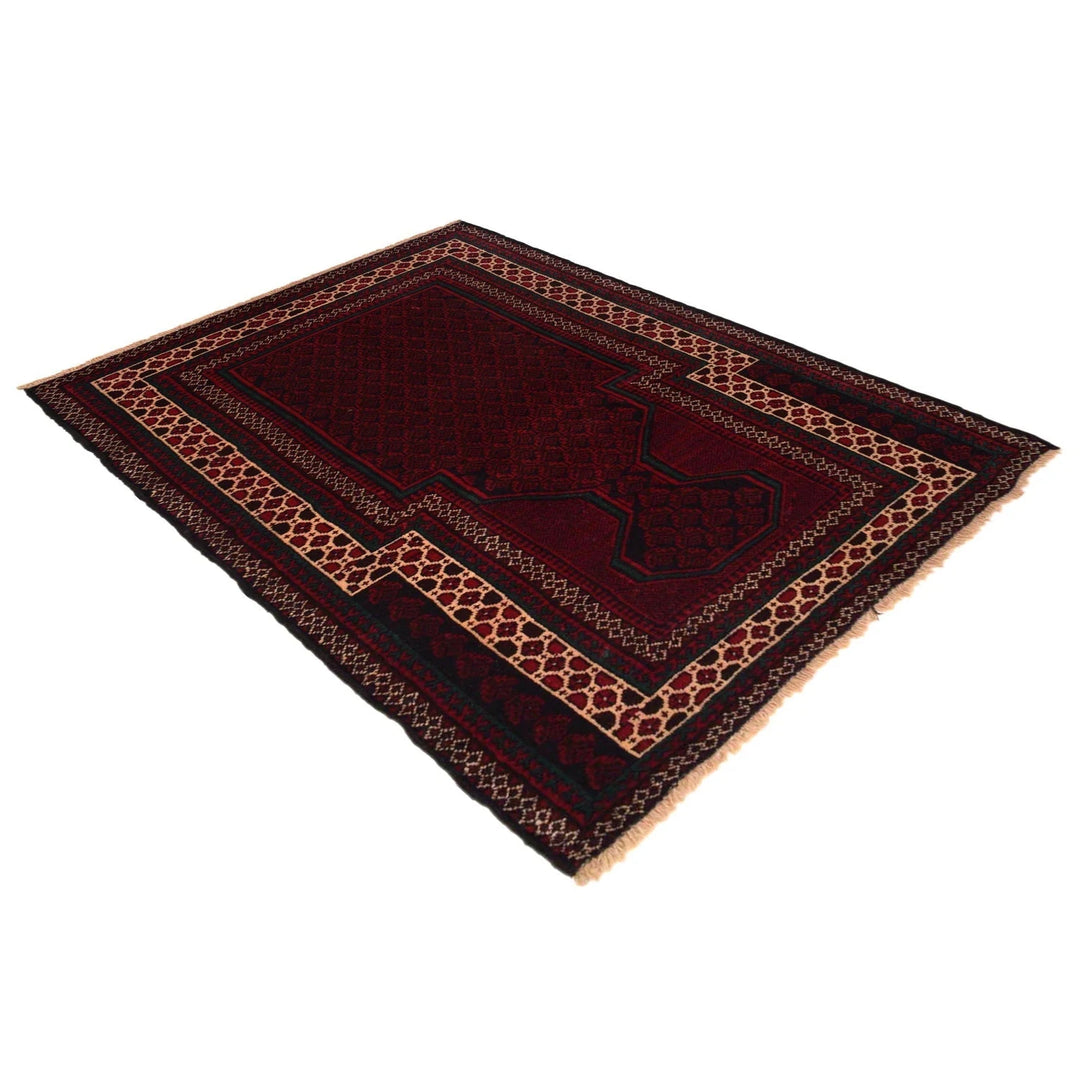 Red Afghan Prayer Rug 2' 11" x 4' 7" Hand-Knotted | No. AL69890