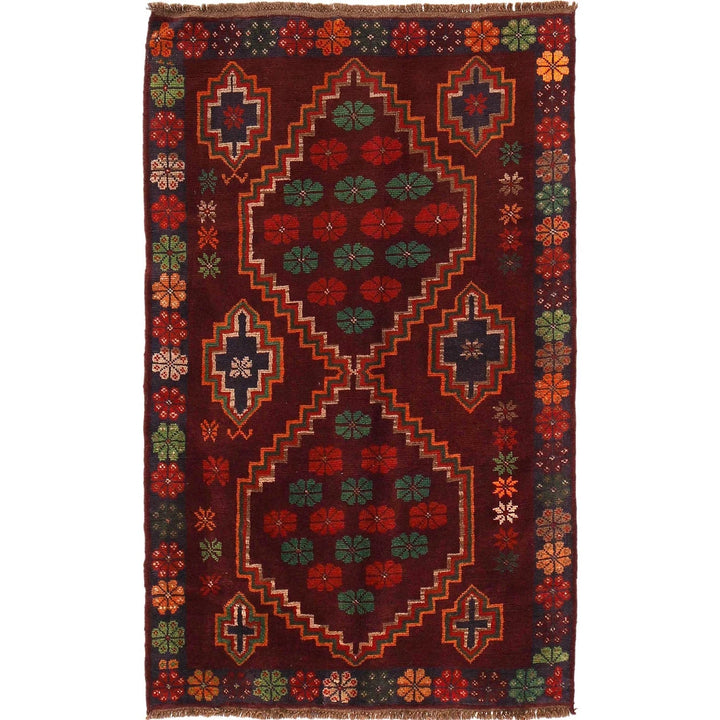 Afghan Baluchi Rug 3' 11" x 6' 4" Hand-Knotted | No. AL69947