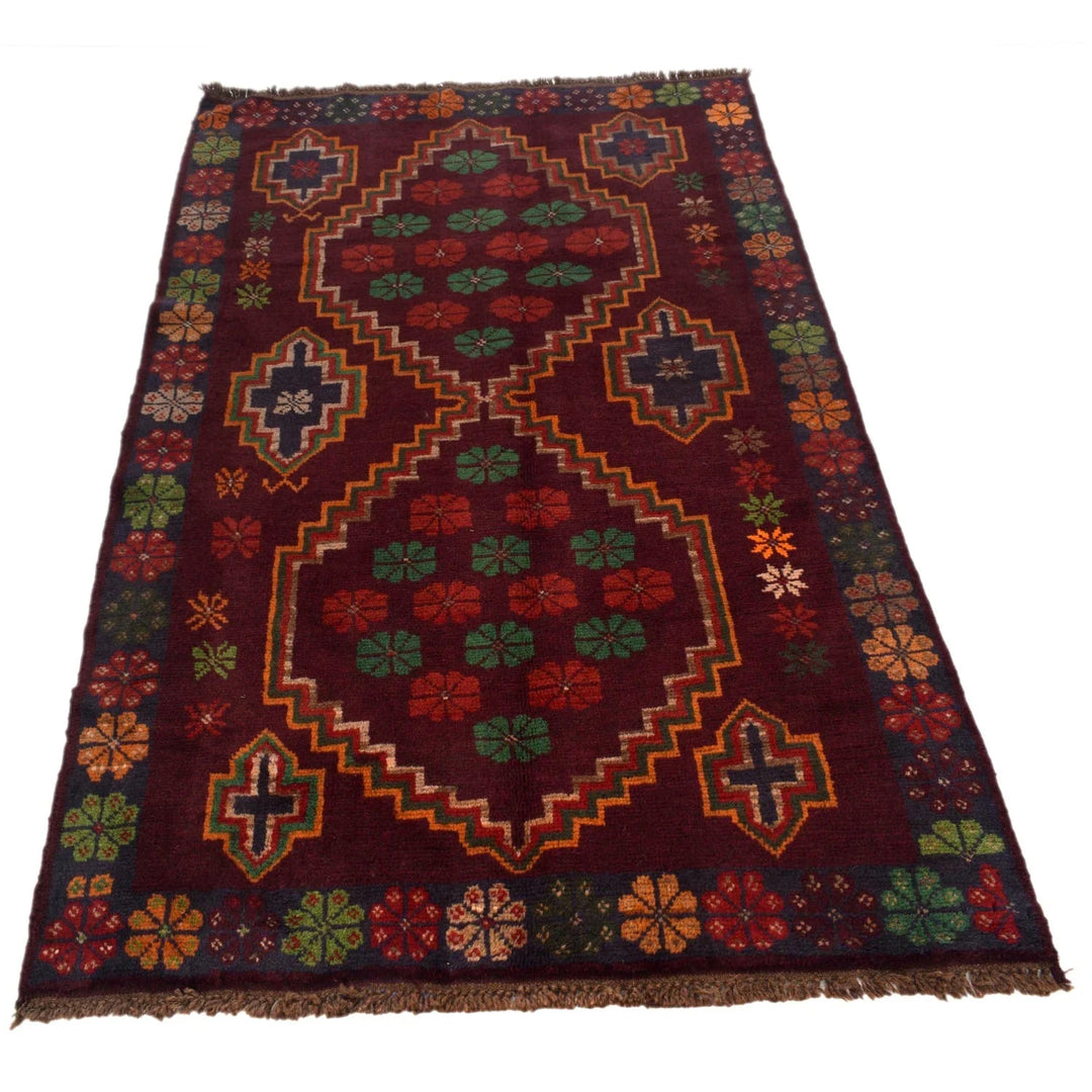 Afghan Baluchi Rug 3' 11" x 6' 4" Hand-Knotted | No. AL69947