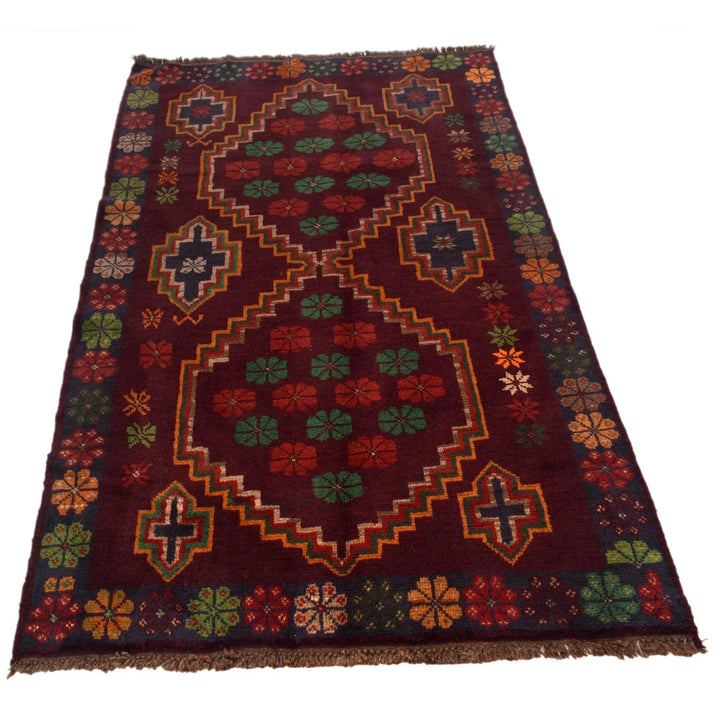 Afghan Baluchi Rug 3' 11" x 6' 4" Hand-Knotted | No. AL69947