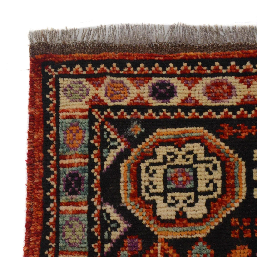Red Afghan Shiraz Rug 3' 5" x 4' 9" Hand-Knotted | No. AL70005