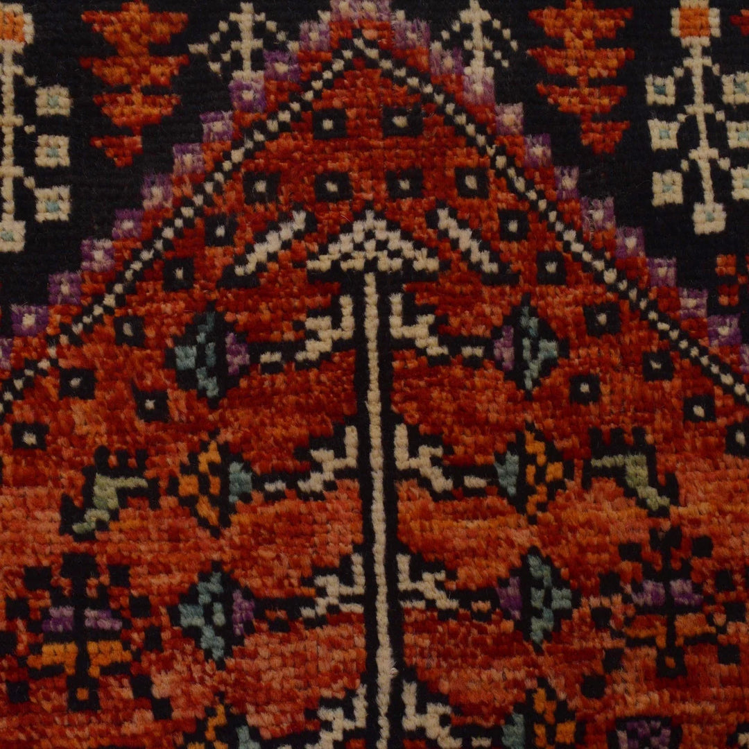 Red Afghan Shiraz Rug 3' 5" x 4' 9" Hand-Knotted | No. AL70005