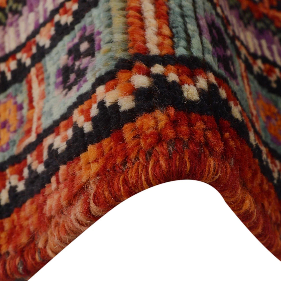 Red Afghan Shiraz Rug 3' 5" x 4' 9" Hand-Knotted | No. AL70005