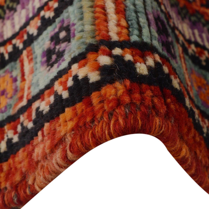 Red Afghan Shiraz Rug 3' 5" x 4' 9" Hand-Knotted | No. AL70005