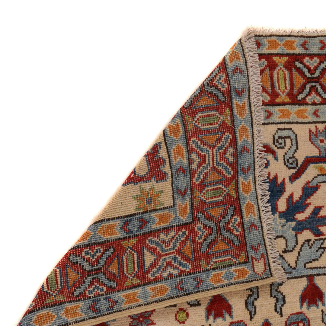 Beige Afghan Kazak Rug 3'3" x 5'1" Hand-Knotted | No. AL70043