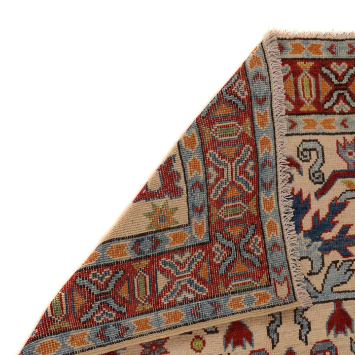 Beige Afghan Kazak Rug 3'3" x 5'1" Hand-Knotted | No. AL70043