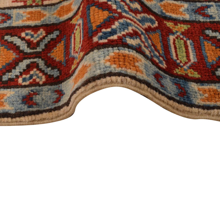 Beige Afghan Kazak Rug 3'3" x 5'1" Hand-Knotted | No. AL70043