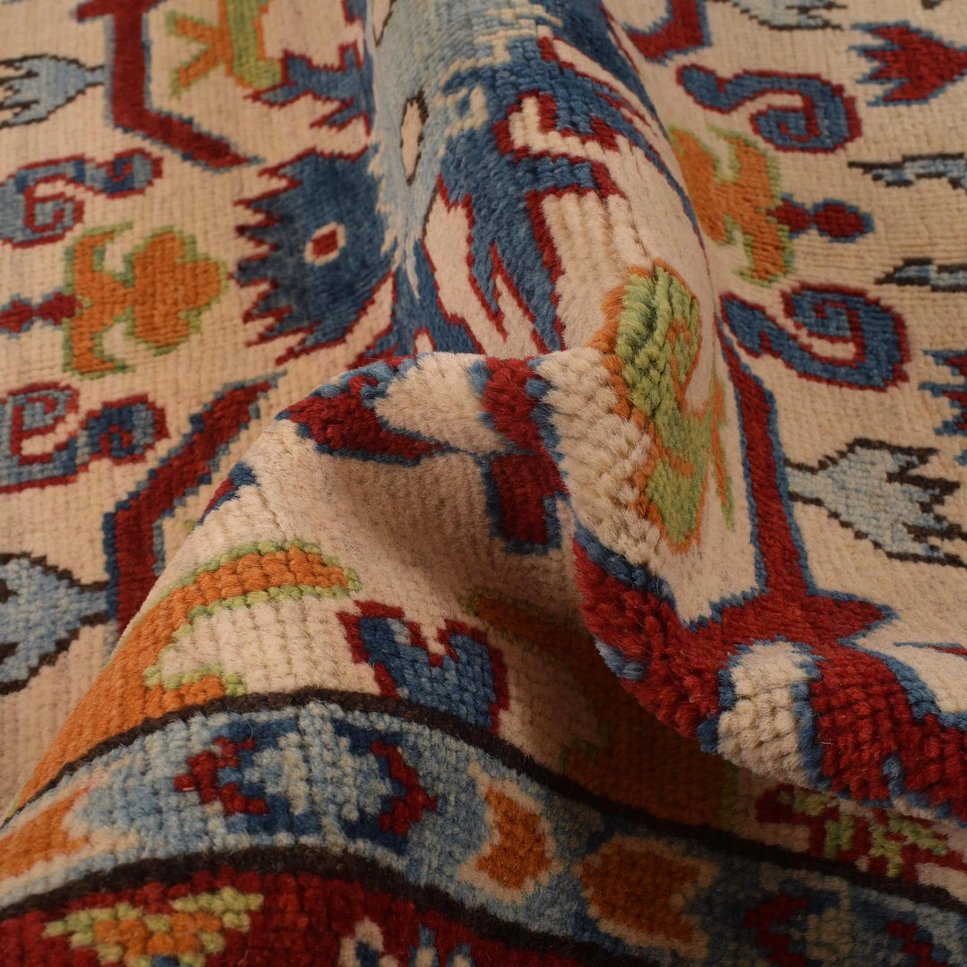 Beige Afghan Kazak Rug 3'3" x 5'1" Hand-Knotted | No. AL70043