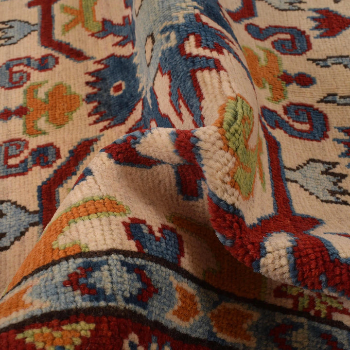 Beige Afghan Kazak Rug 3'3" x 5'1" Hand-Knotted | No. AL70043