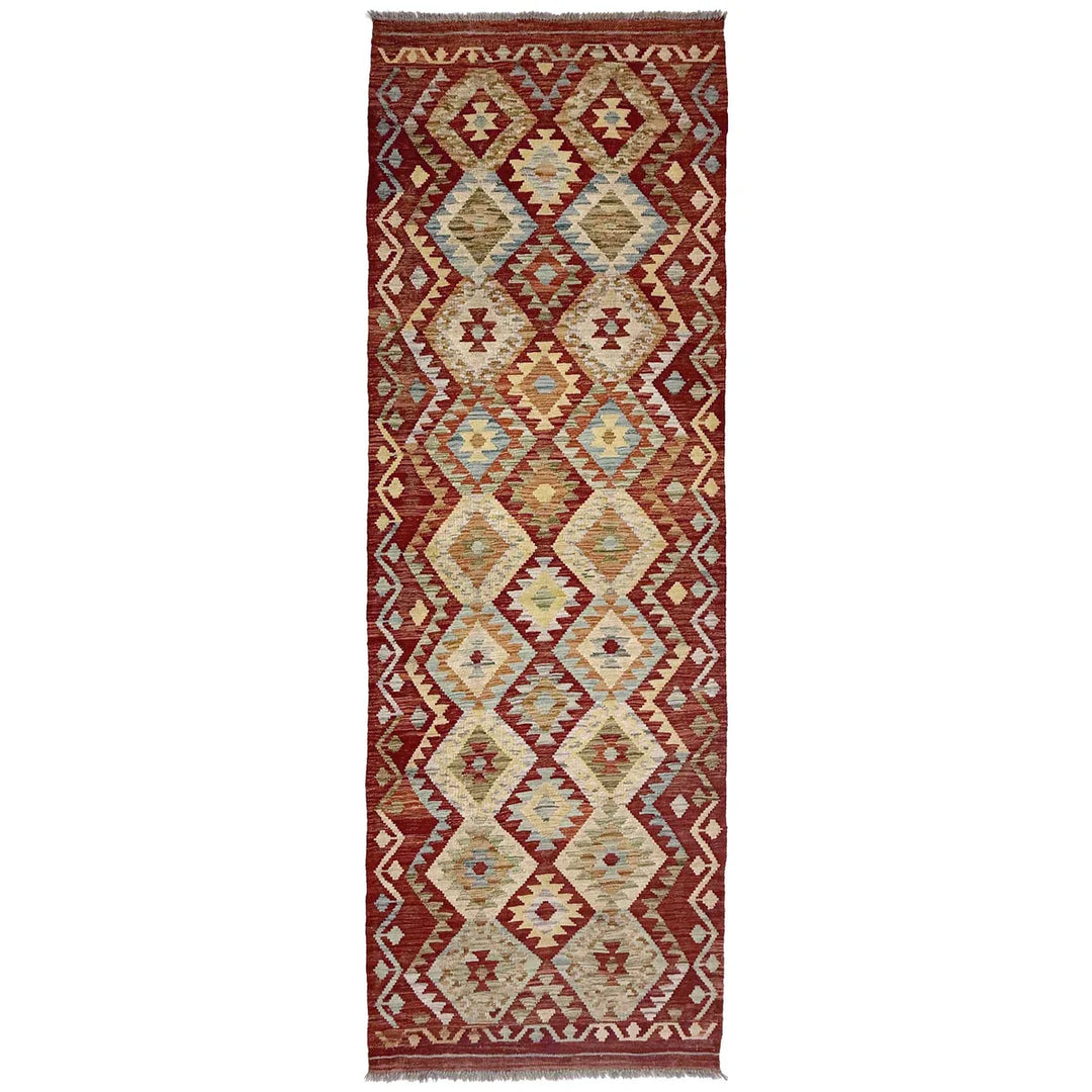 Afghan Vegetable Kilim Rug 2' 9" x 9' 1" Flat-Weave | No. AL700522